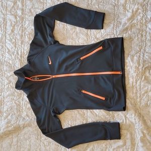 Nike Dri Fit lightweight Jacket Dark Grey w/orange Zips sz S